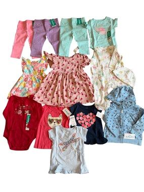13 Piece Baby Girl Lot Baby Gap Carter's Garanimals 6M - 2T Summer New With Tags